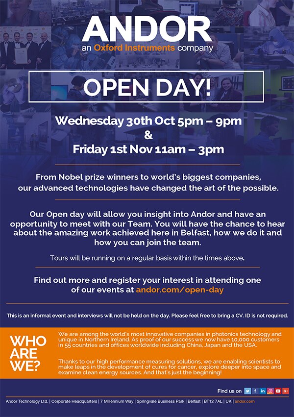 Andor Technology to hold Recruitment Events in Belfast - NIJobs Career ...