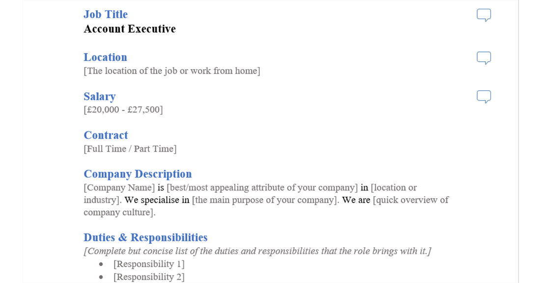 account executive job ad template