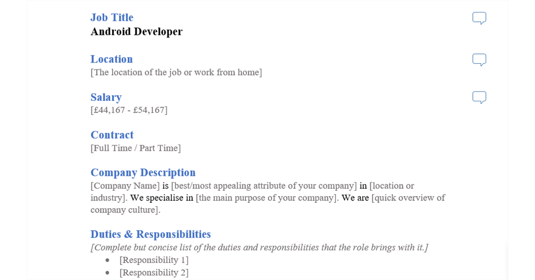 android developer job ad template