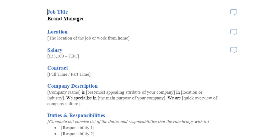 brand manager job ad template