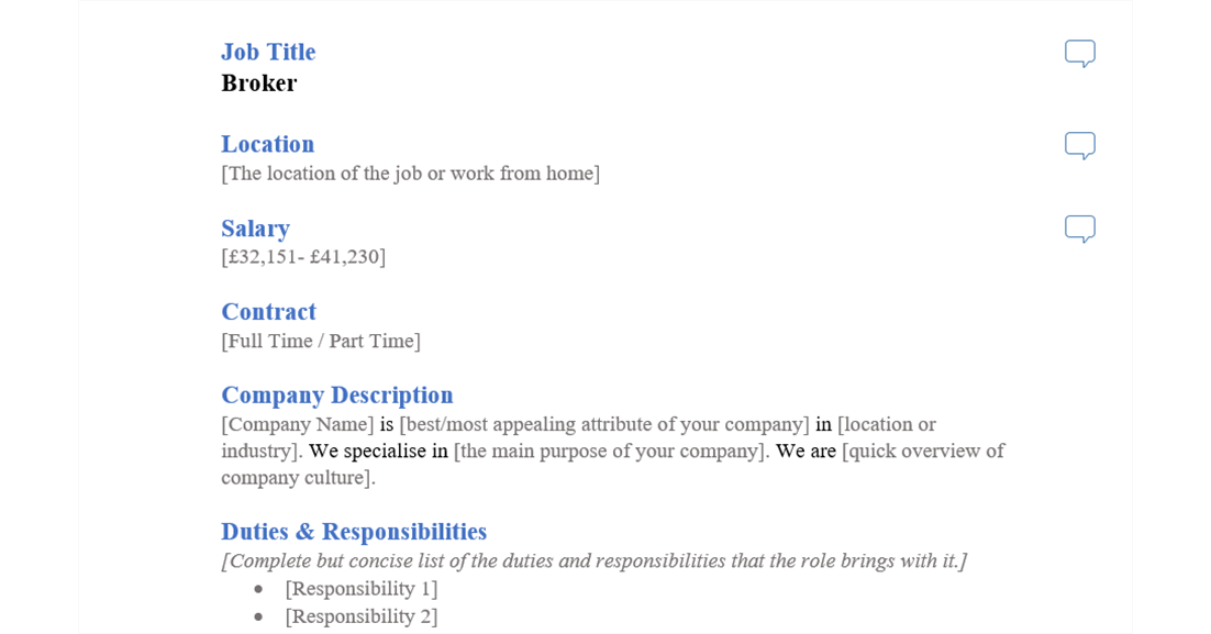 broker job ad template