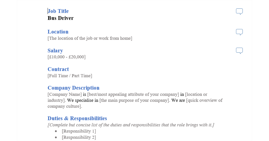 bus driver job ad template