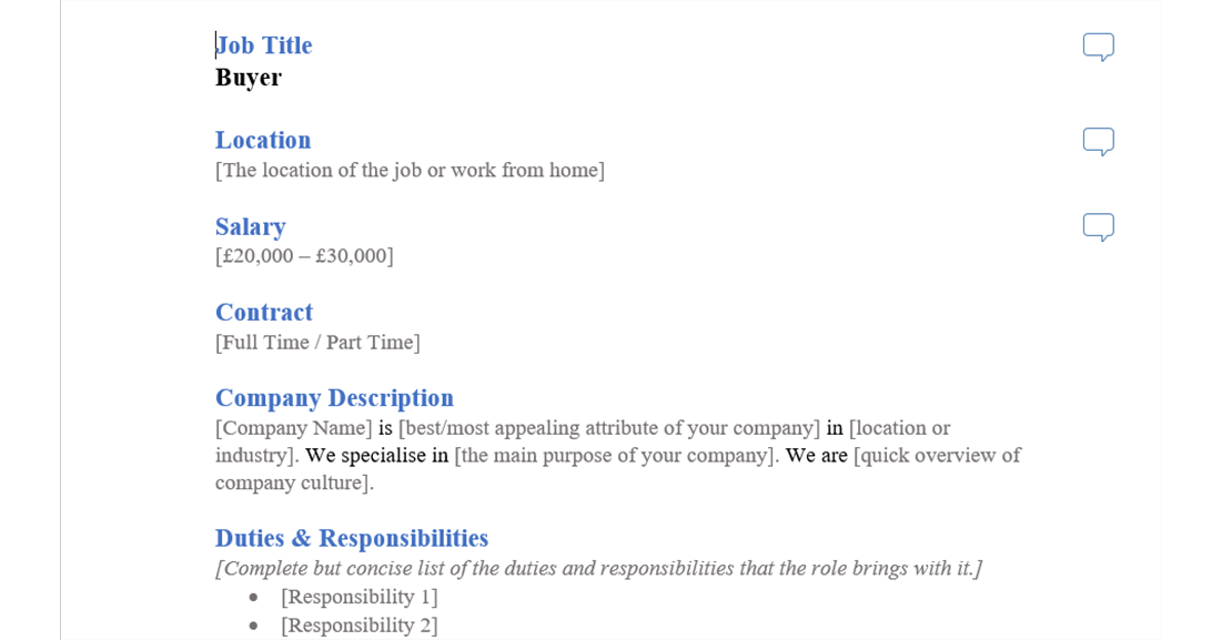 buyer job ad template