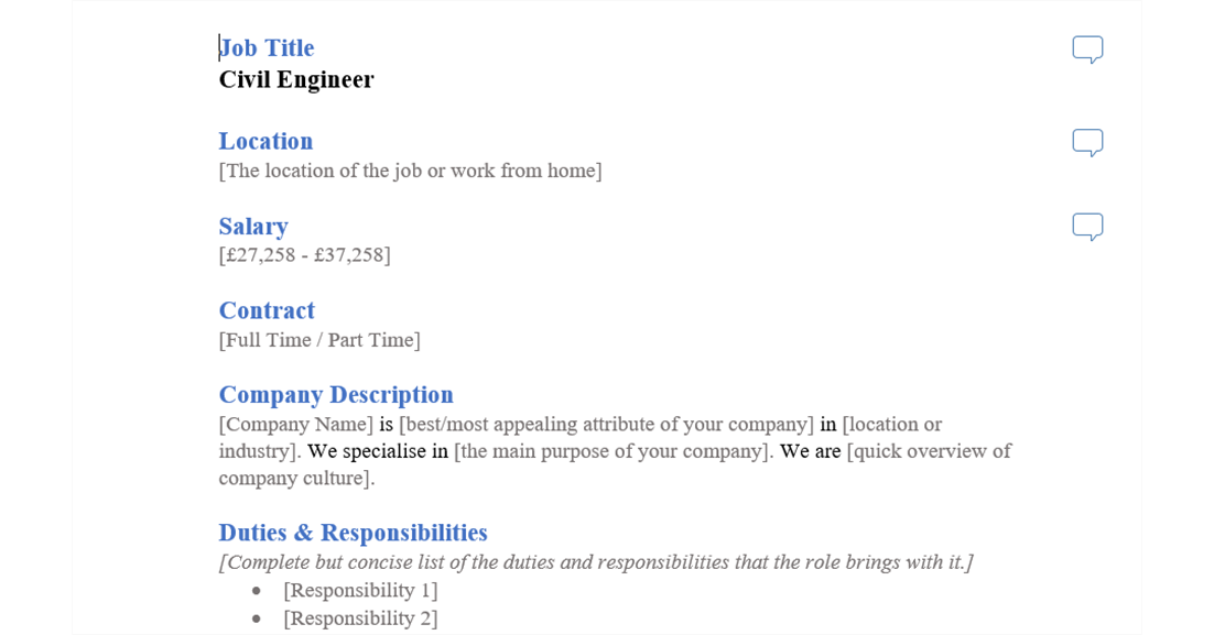 civil engineer job ad template