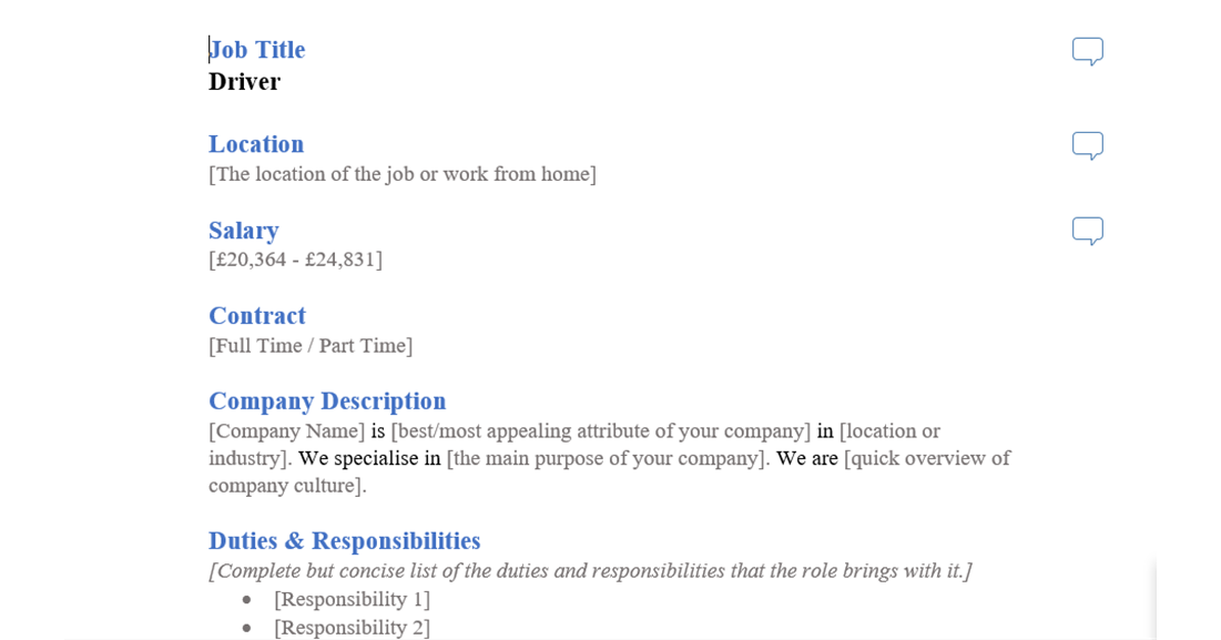 driver job ad template