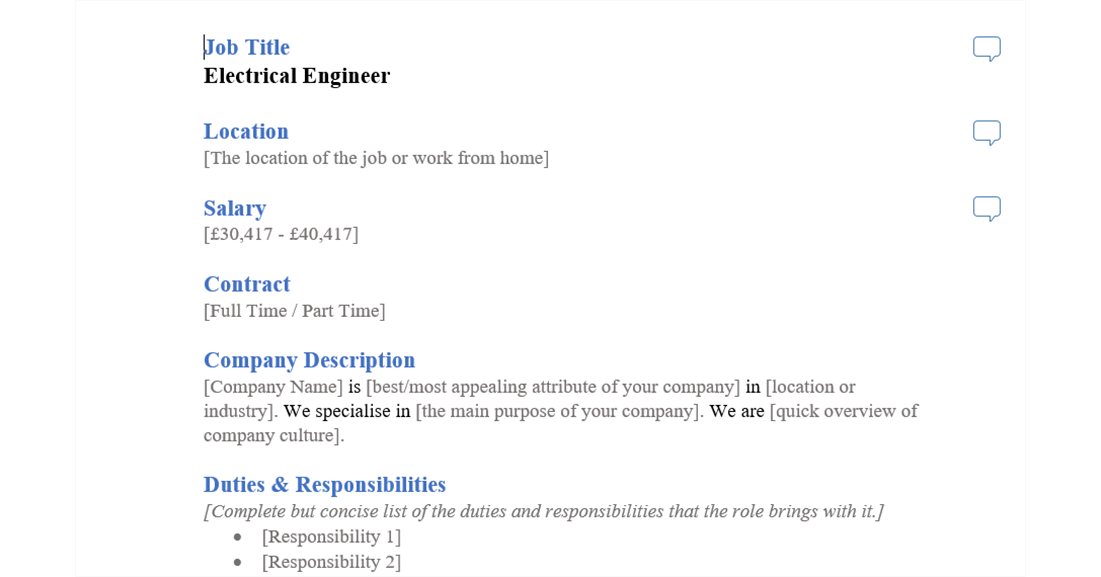 electrical engineer job ad template