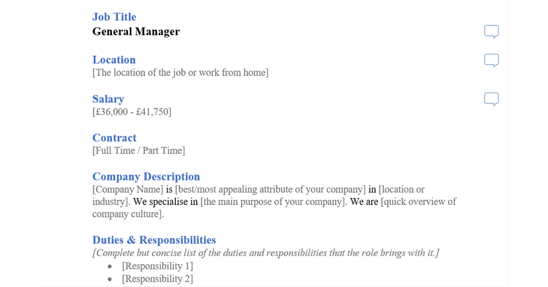 general manager job ad template