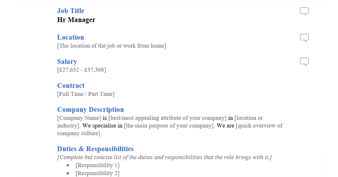 hr manager job ad template