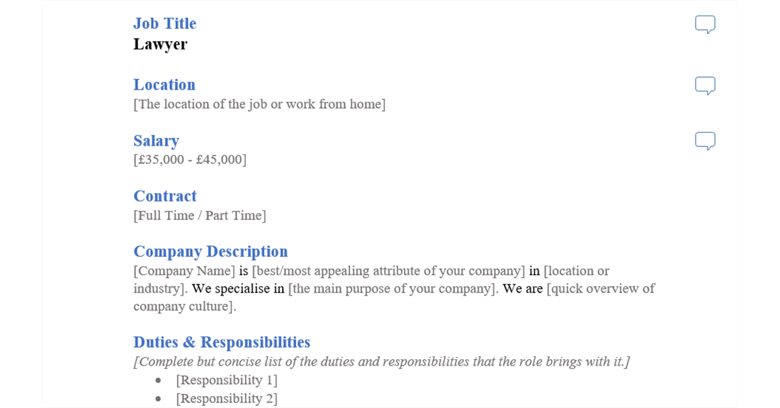lawyer job ad template