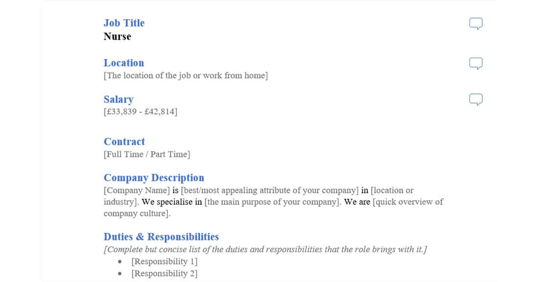 nurse job ad template