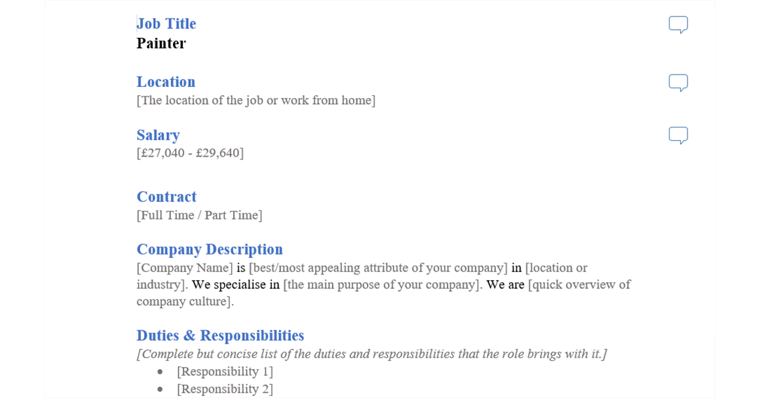 painter job ad template