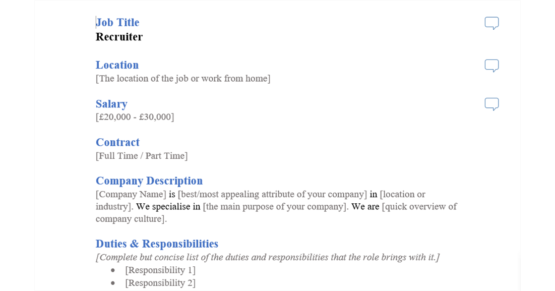 recruiter job ad template