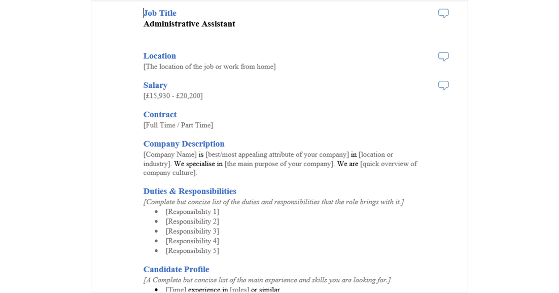 Administrative Assistant Job Ad Template
