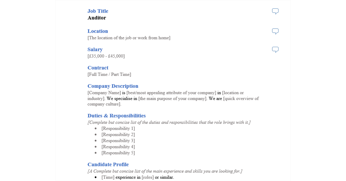 Auditor Job Ad Template